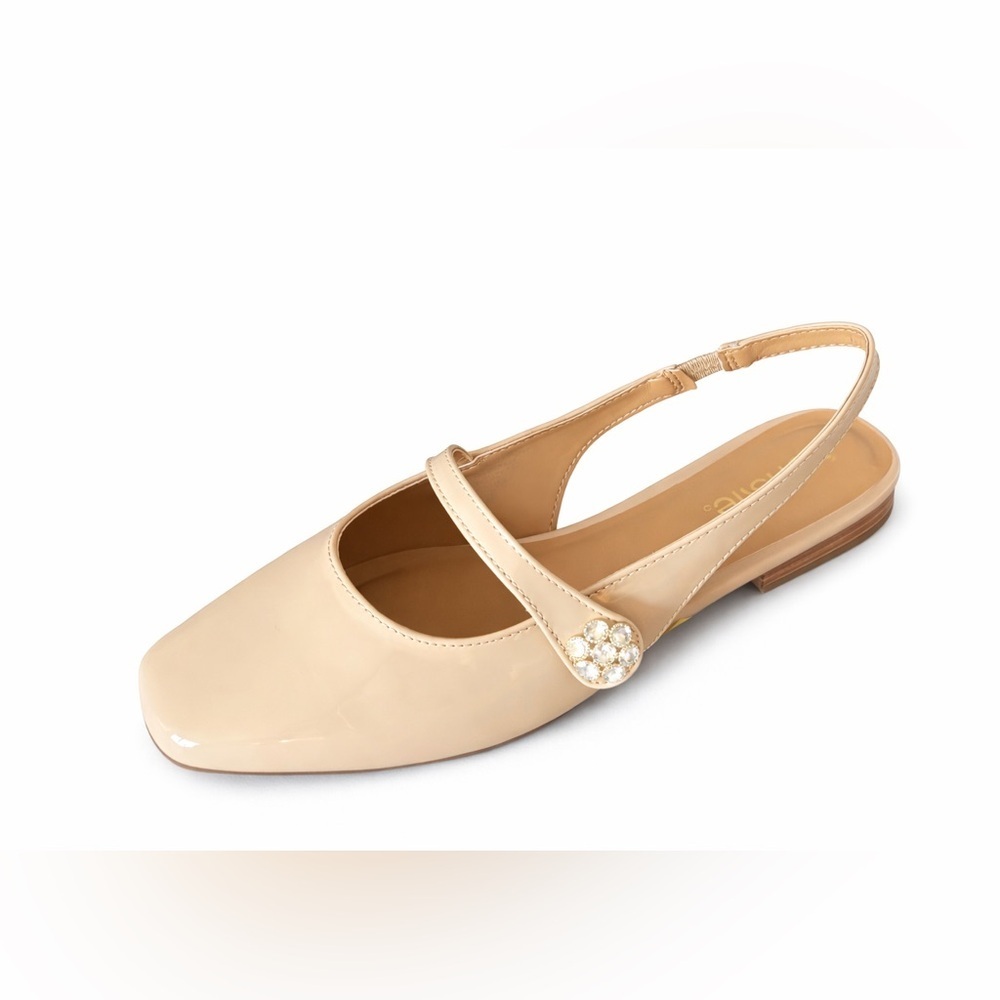 Kensie Felicity Patent Mary Jane Flats Size 7 NEW Cream Patent Leather - Picture 2 of 4
